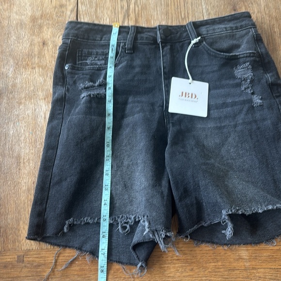 JBD just black denim faded frayed hem size L denim shorts - Picture 3 of 7